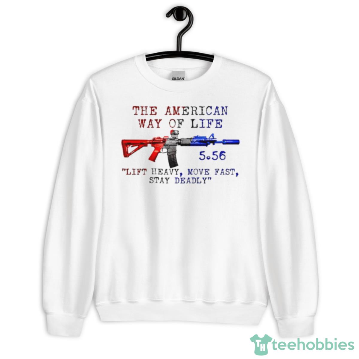 The American Way Of Life 5.56 USA Gun Shirt - Unisex Heavy Blend Crewneck Sweatshirt