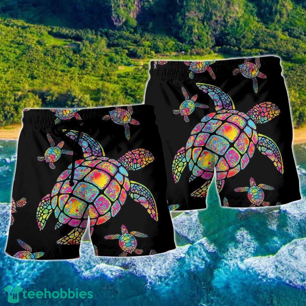 Turtle Love Ocean Hippie Black Style Summer Beach Hawaii Shorts Product Photo 2