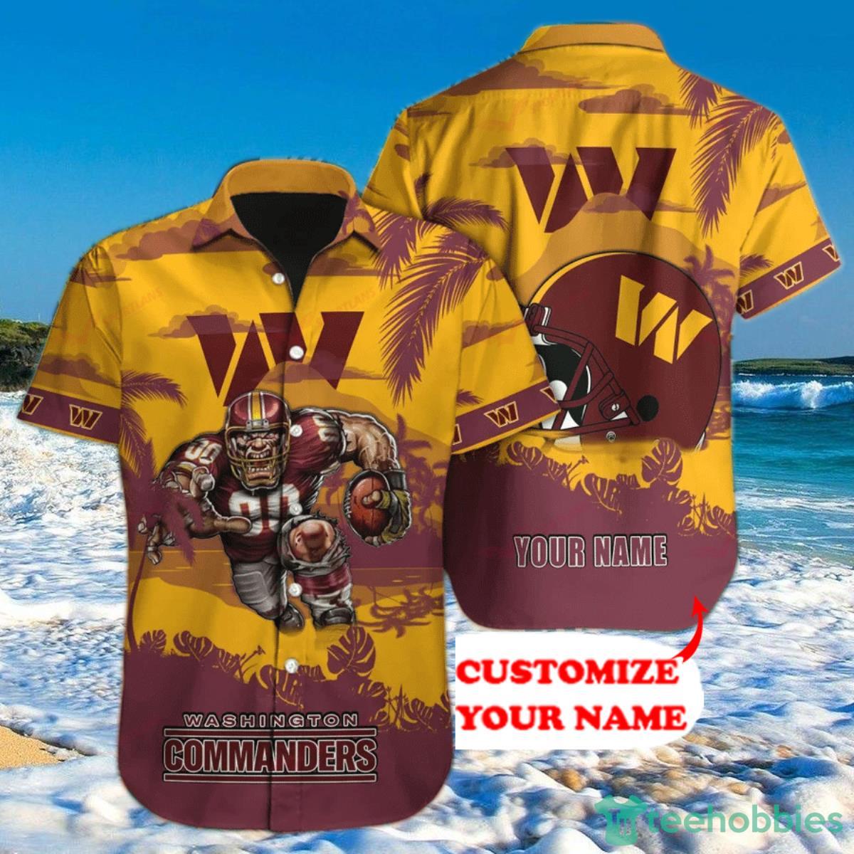 Washington Commanders Hawaiian Shirt Mascot Custom Name Product Photo 1