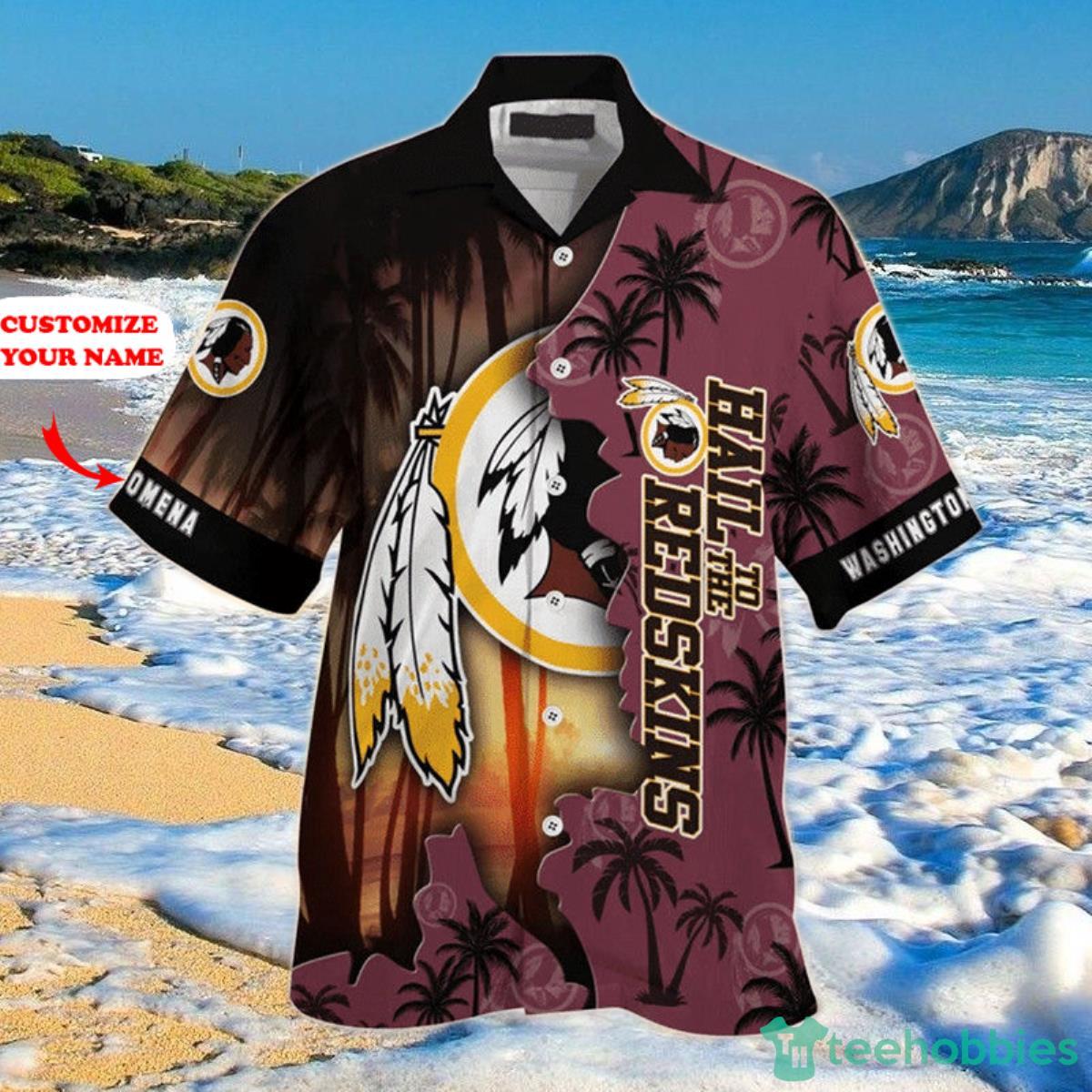 Washington Commanders NFL Hawaiian Shirt Custom Name Product Photo 1