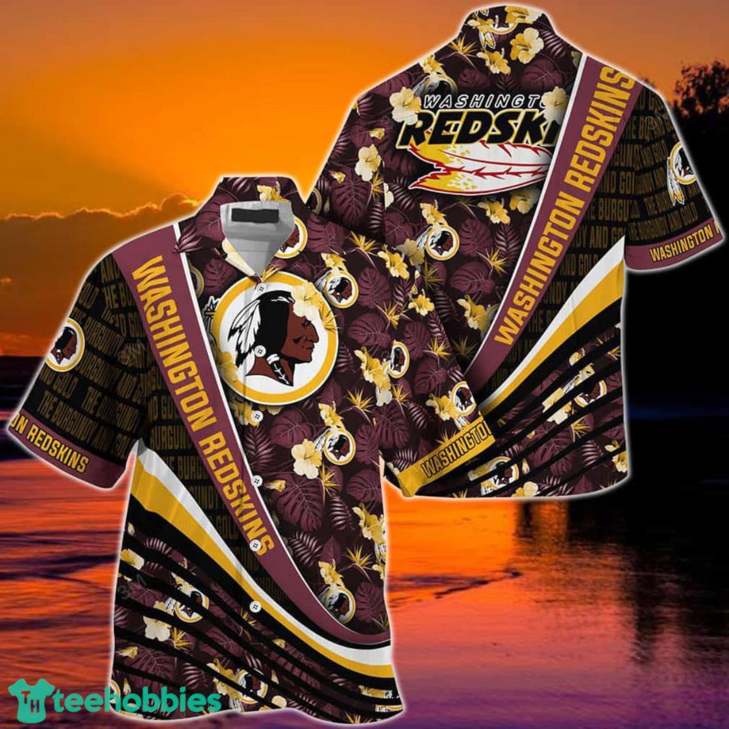 Washington Redskins NFL Football With Tropical Flower Pattern Hawaiian Shirt For Fans Product Photo 1