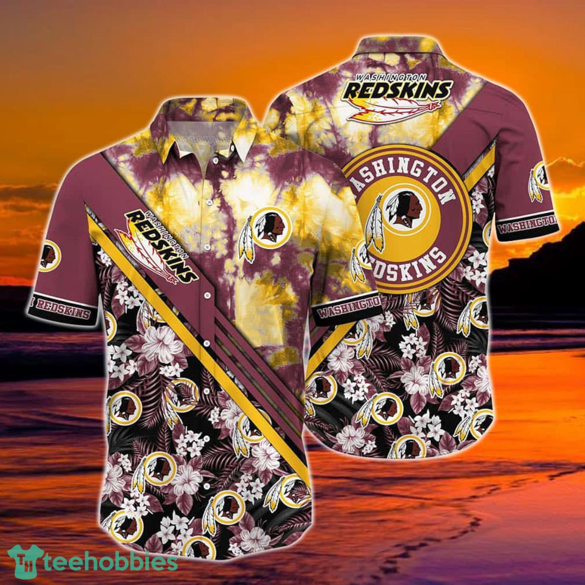 Washington Redskins NF And Tropical Pattern Custom Name Hawaiian Shirt