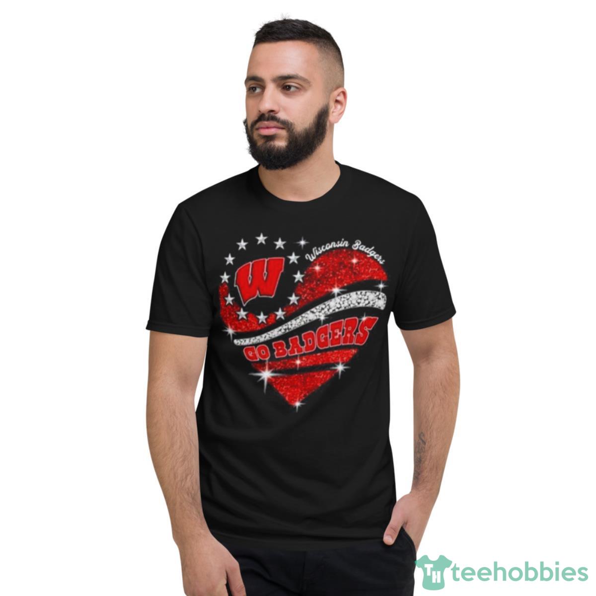 Wisconsin Badgers Go Badgers Heart Diamond Shirt - Short Sleeve T-Shirt