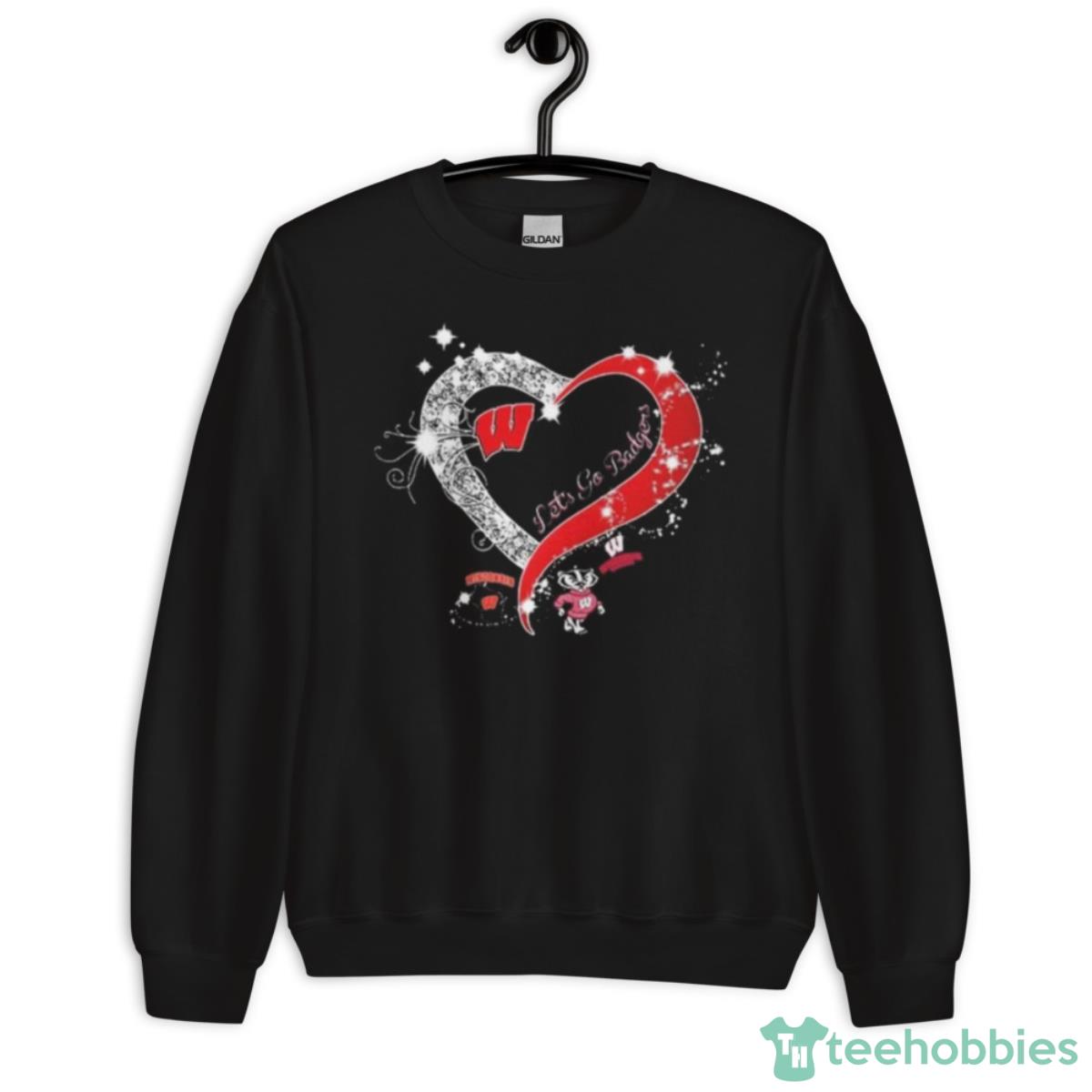 Wisconsin Badgers Let’s Go Badgers Heart Diamond Shirt - Unisex Crewneck Sweatshirt