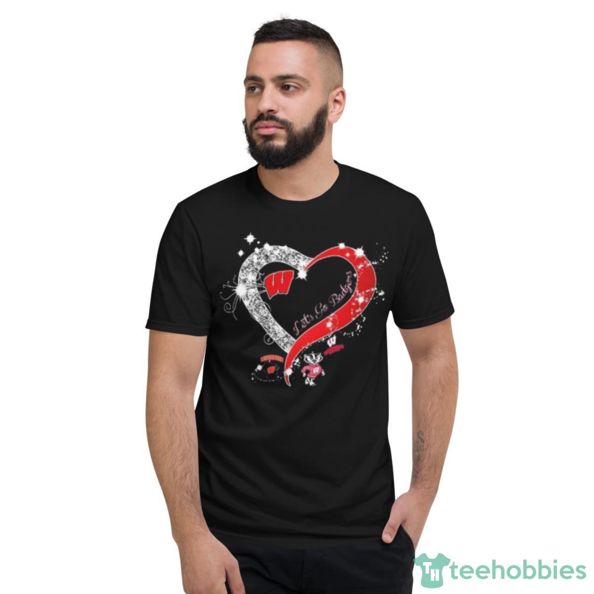 Wisconsin Badgers Let’s Go Badgers Heart Diamond Shirt - Short Sleeve T-Shirt