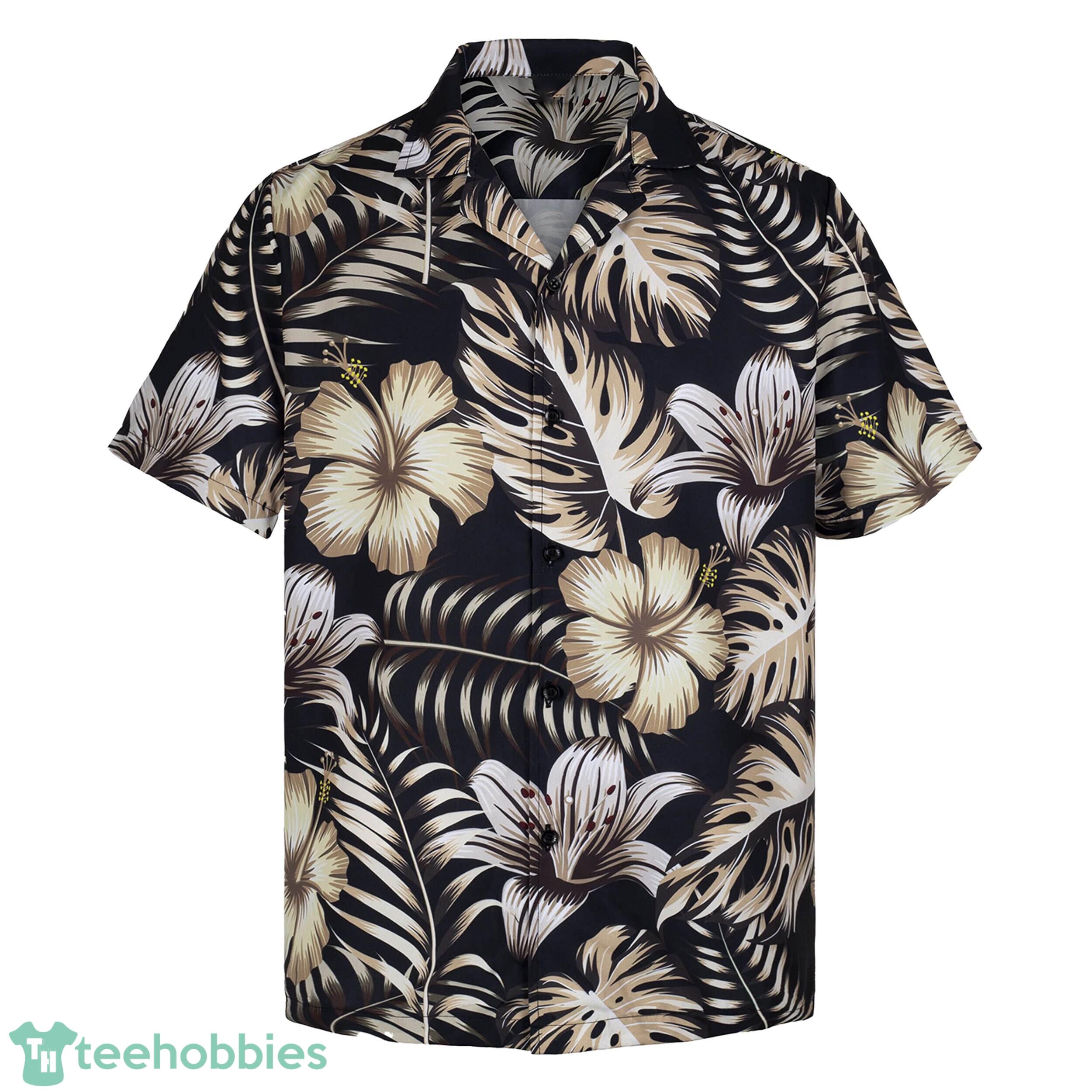 3D Black Floral Hibiscus Short Sleeve Summer Beach Hawaiian Shirt Product Photo 1