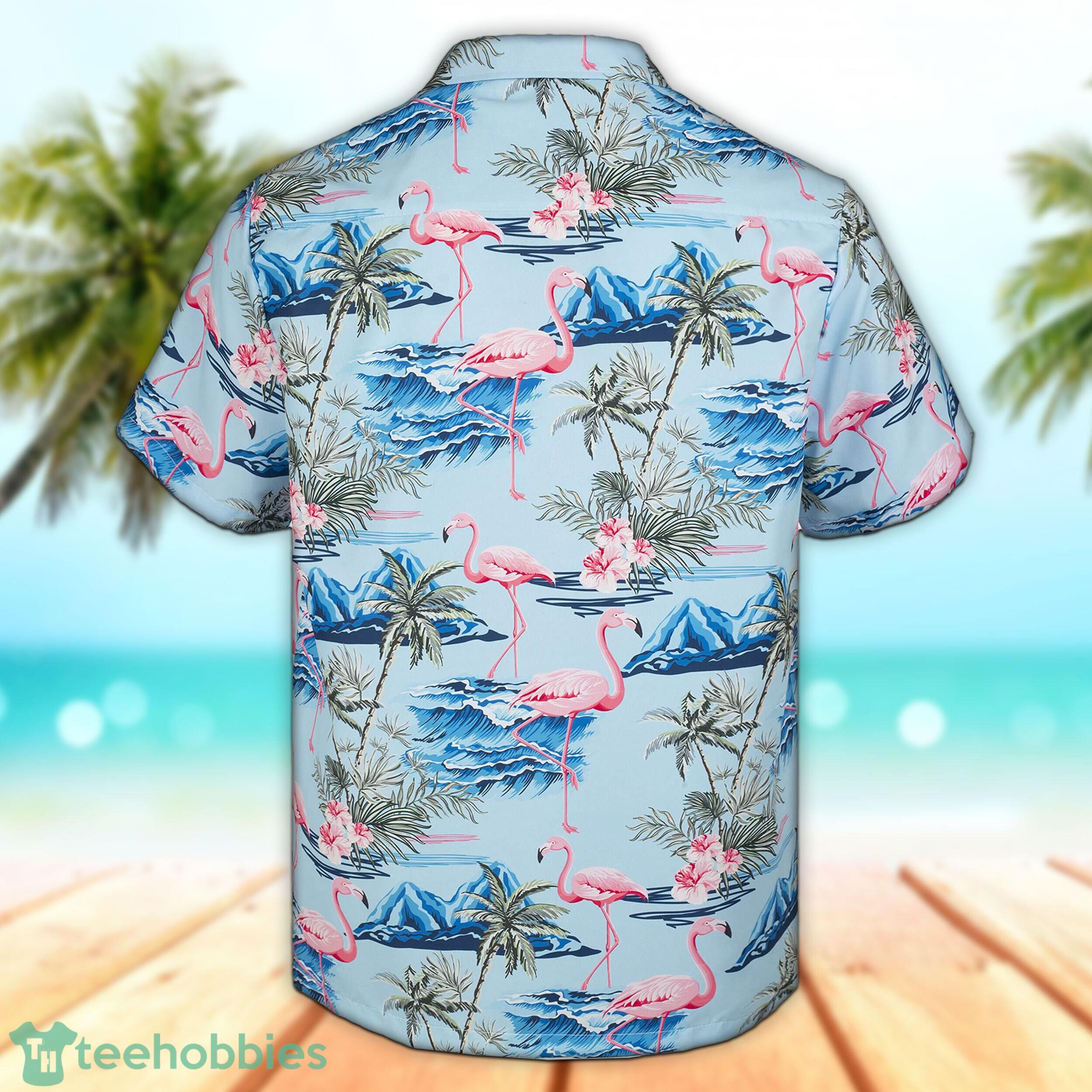 3D Blue Flamingo Island Sleeve Summer Beach Hawaiian Shirt Product Photo 2