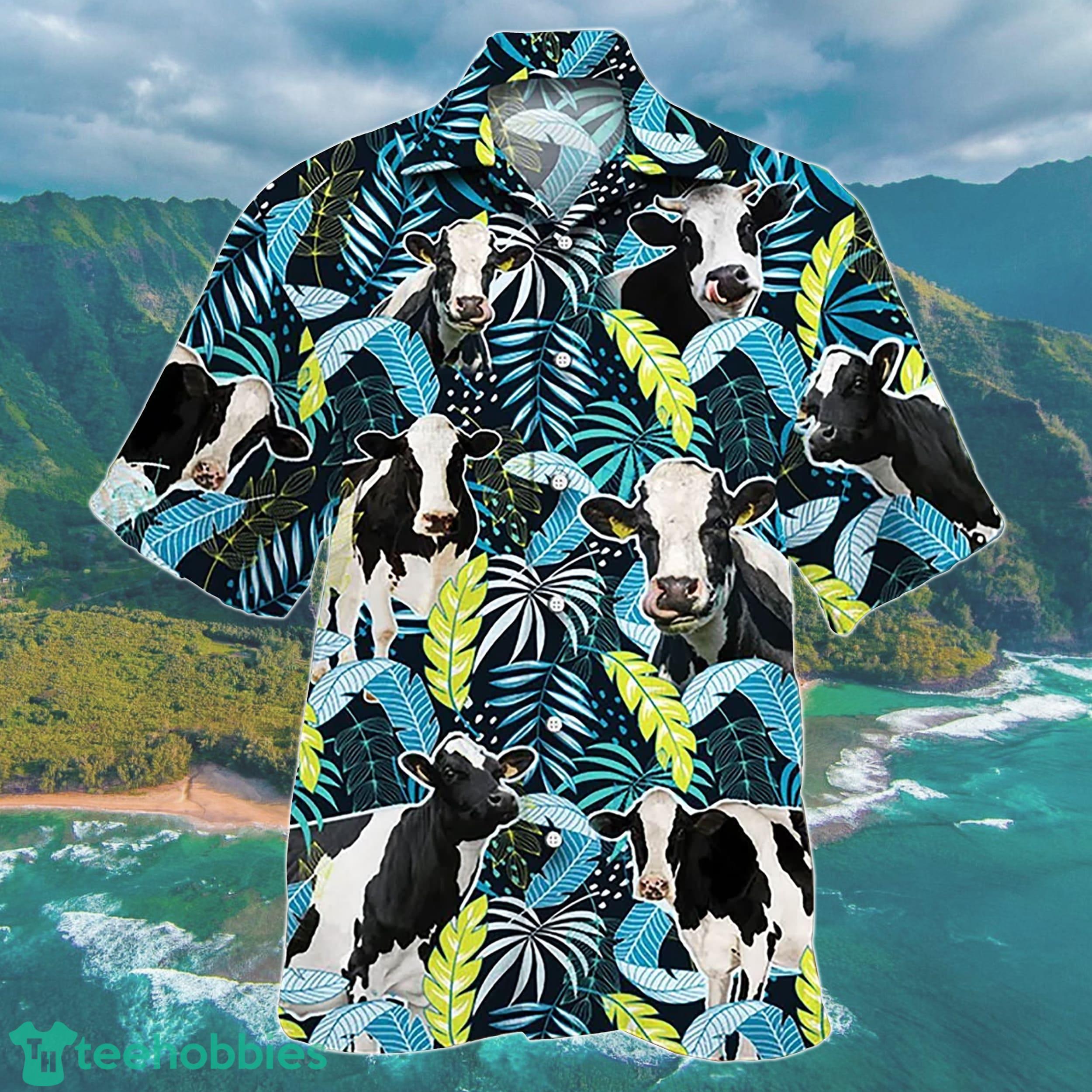 3D Cow Holstein Friesian Cattle Lovers Summer Beach Hawaiian Shirt Product Photo 1