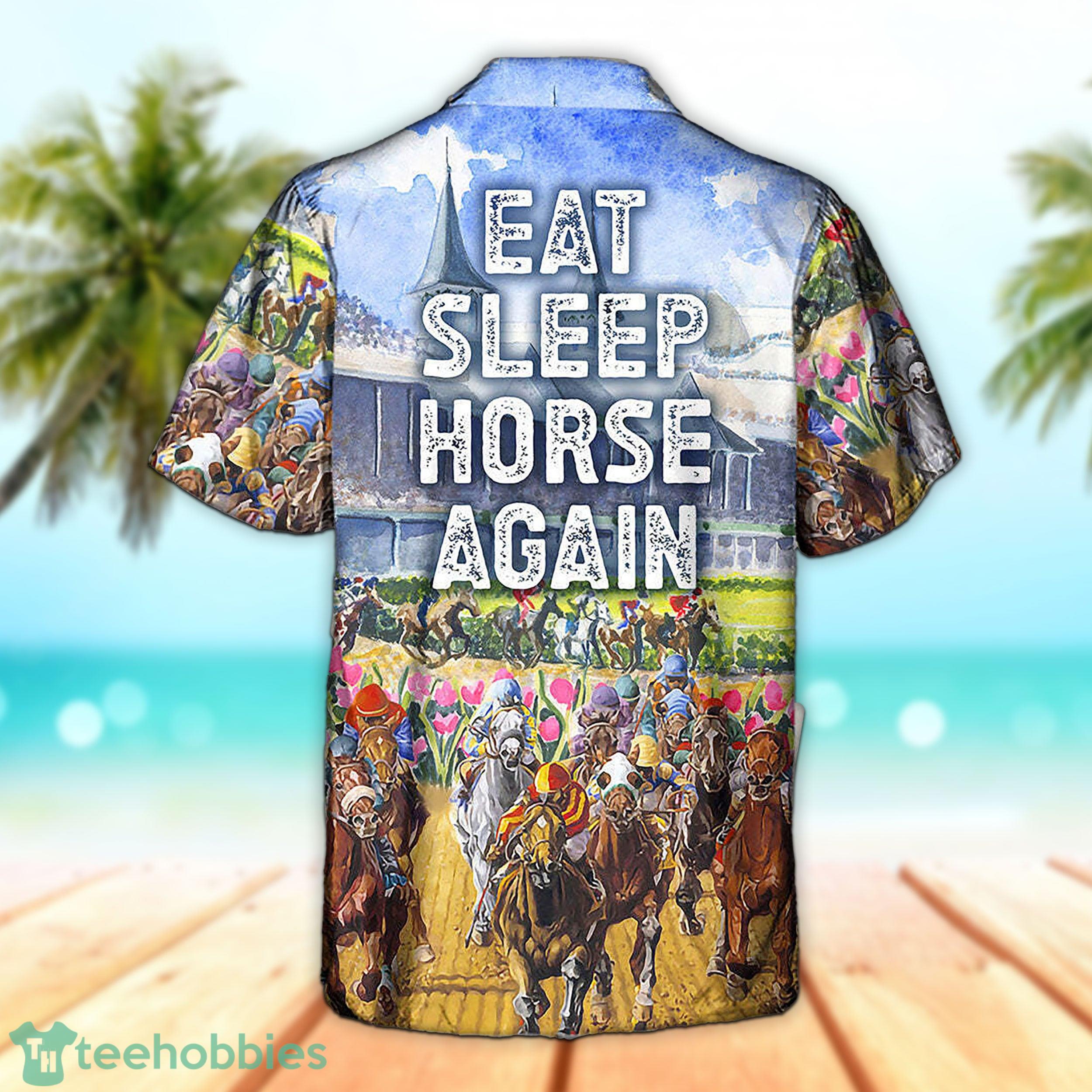 3D Horseback Riding Eat Sleep Horse Again Hawaiian Shirt Product Photo 2