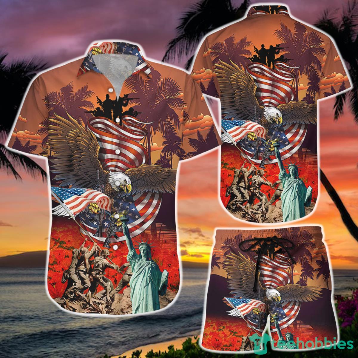 American Eagle America Veterans Soldier Hawaii Shirt and Short  Gifts For People In The Army Product Photo 1