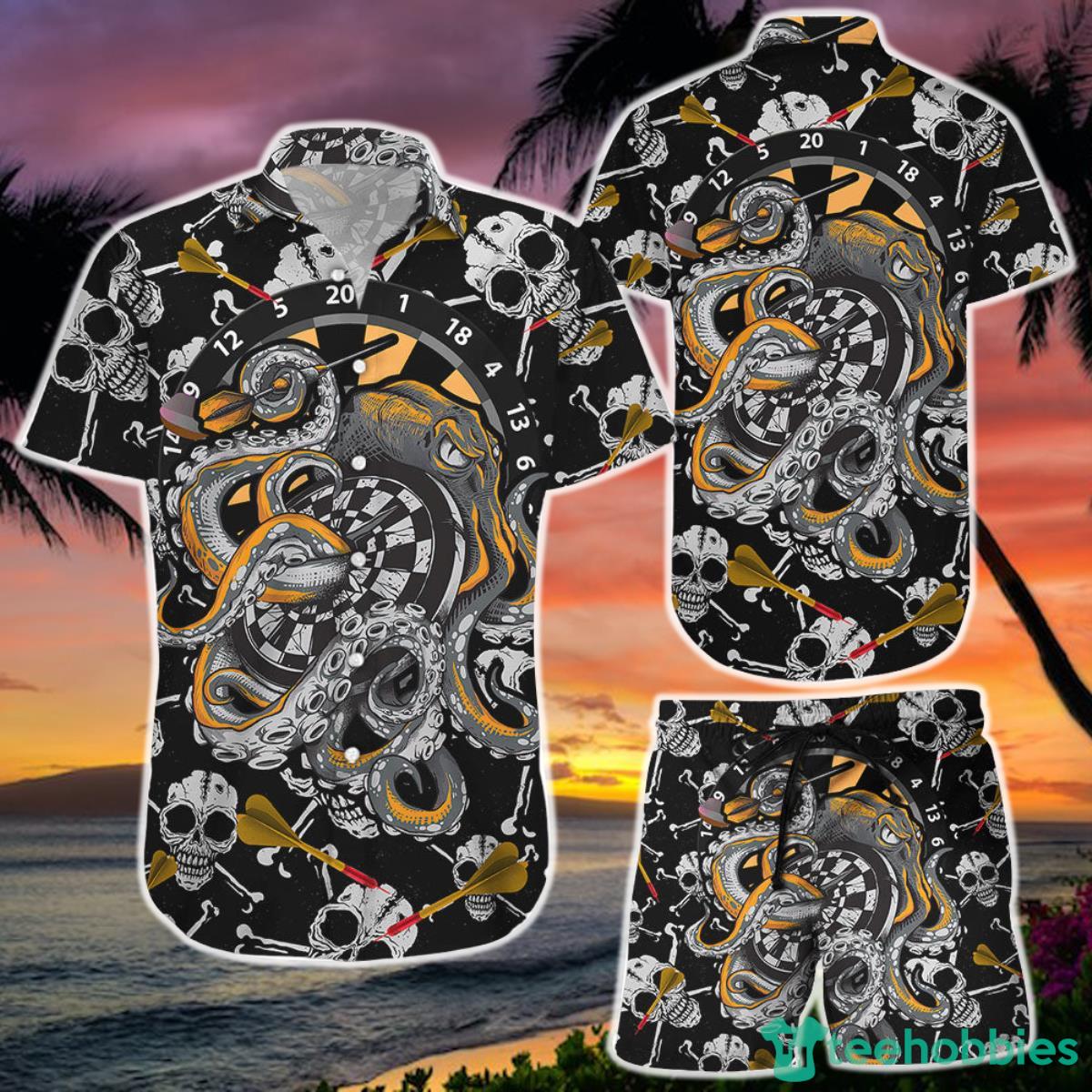 An Octopus Wrapped Around A Dart Hawaii Shirt and Short Octopus Lover Gifts Product Photo 1 An Octopus Wrapped Around A Dart Hawaii Shirt and Short Octopus Lover Gifts Product Photo 1