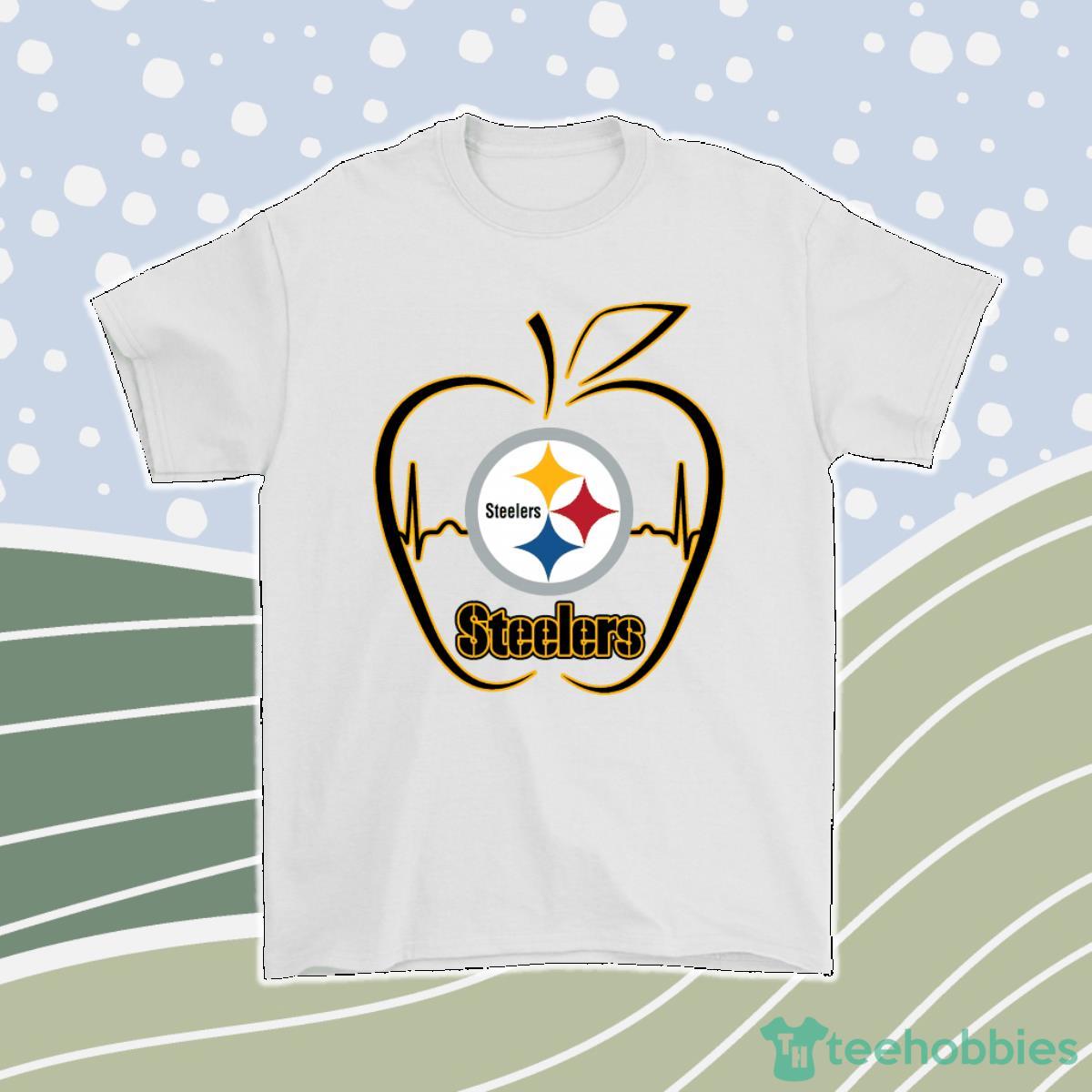 Apple Heartbeat Teacher Symbol Pittsburgh Steelers Men Women T-Shirt, Hoodie, Sweatshirt Product Photo 1