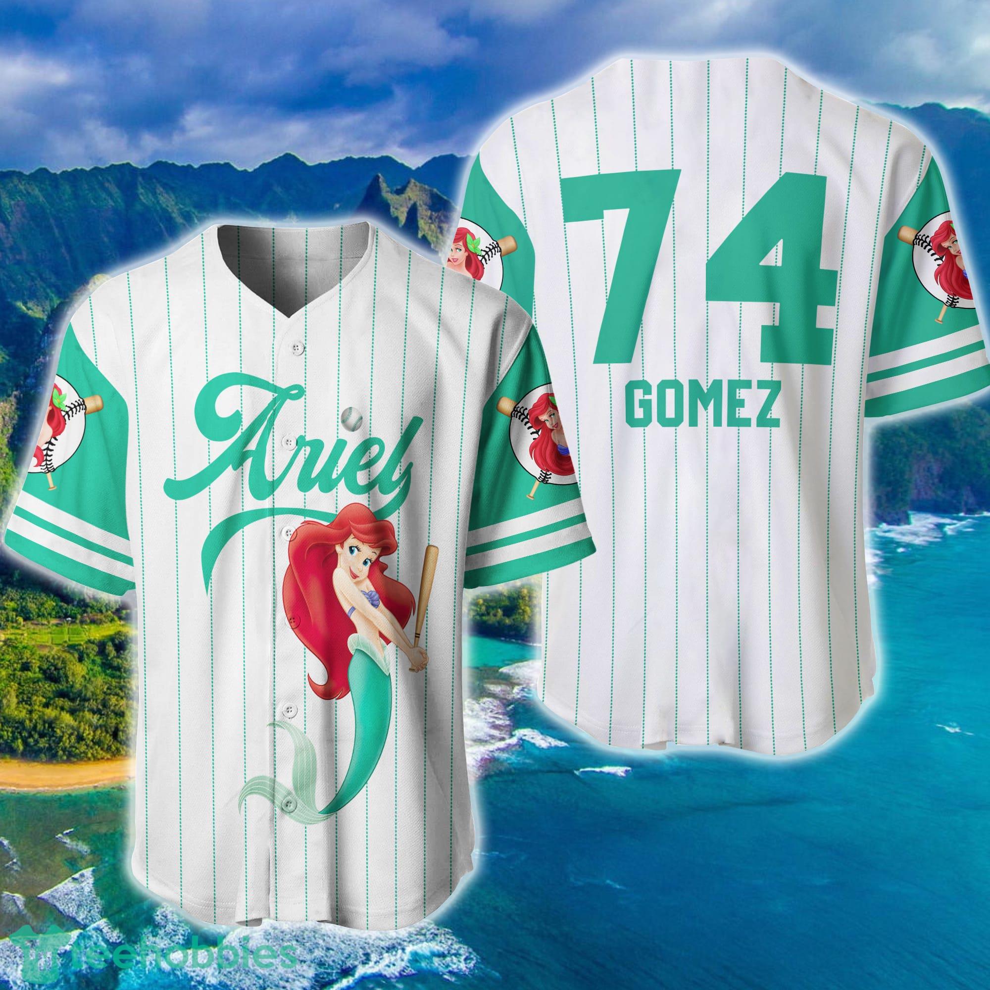 Ariel Princess White Mint Disney Custom Name And Number Baseball Jersey Product Photo 1
