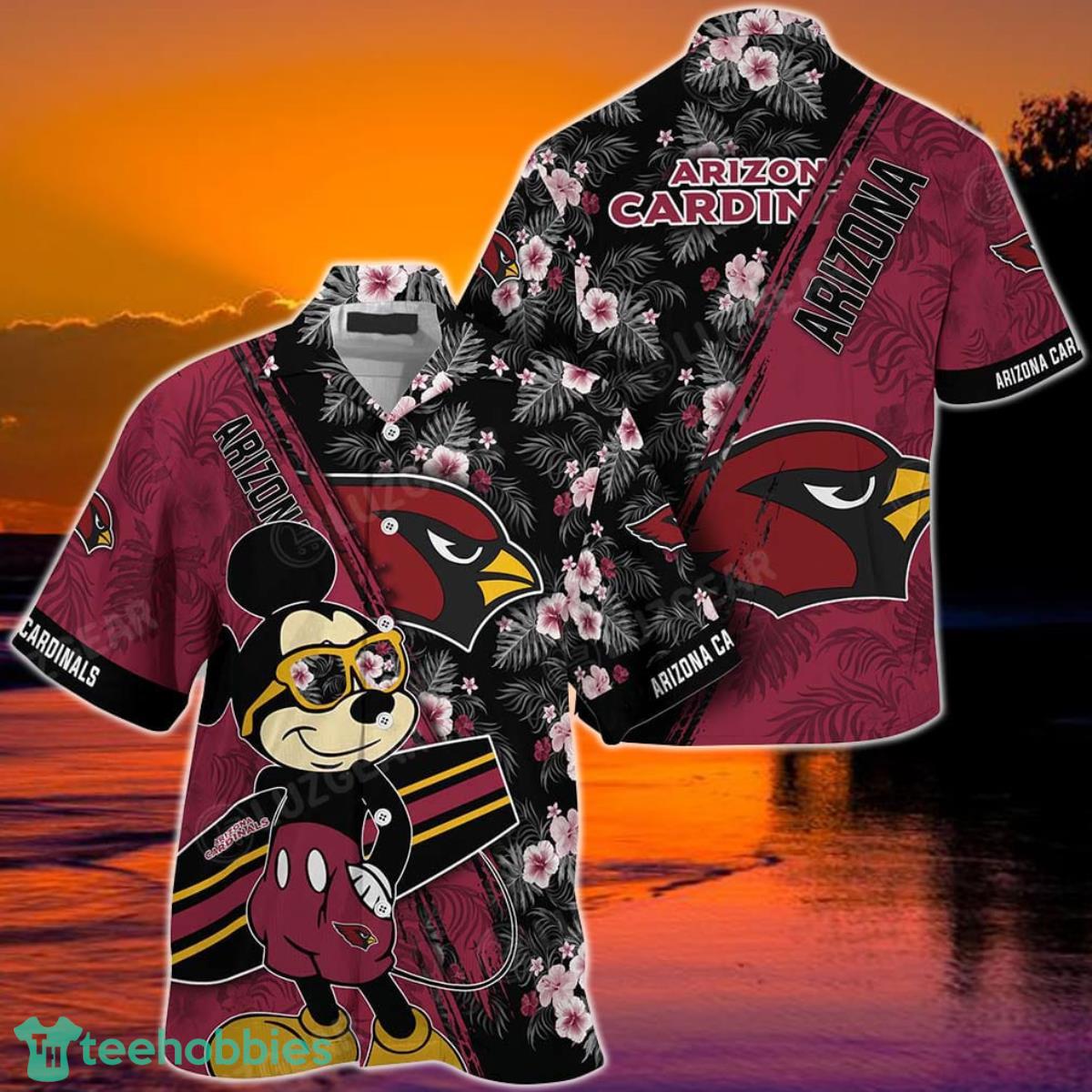 Arizona Cardinals NFL Hawaiian Shirt Mickey Print Floral Pattern This Summer For Sports Fans Product Photo 1