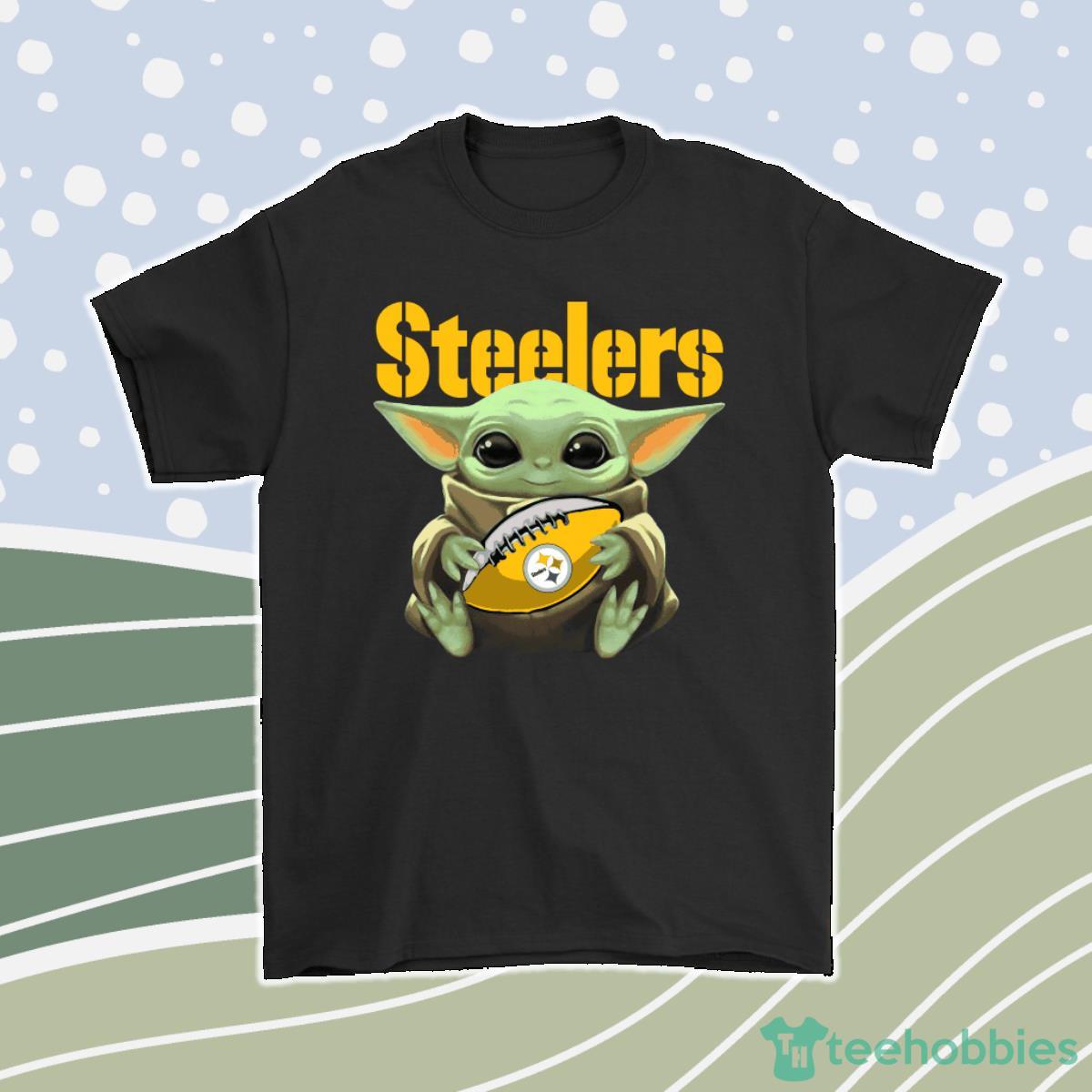 Baby Yoda Loves The Pittsburgh Steelers Star Wars Nfl Men Women T-Shirt, Hoodie, Sweatshirt Product Photo 1