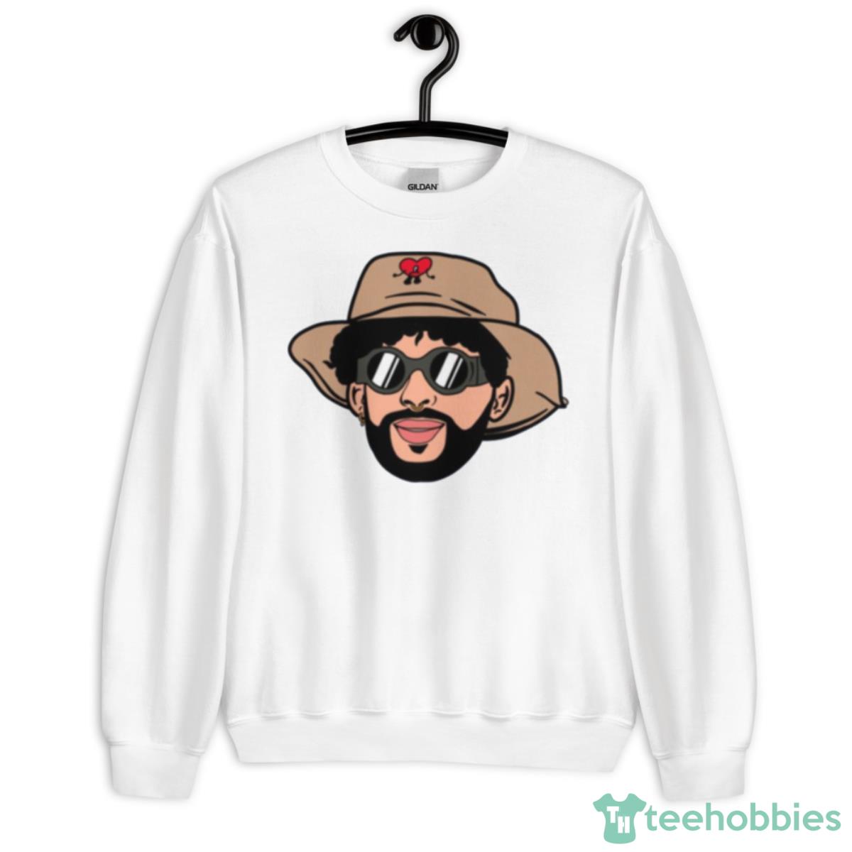 Bad Bunny Wearing Cute Hat Fanart Shirt - Unisex Heavy Blend Crewneck Sweatshirt