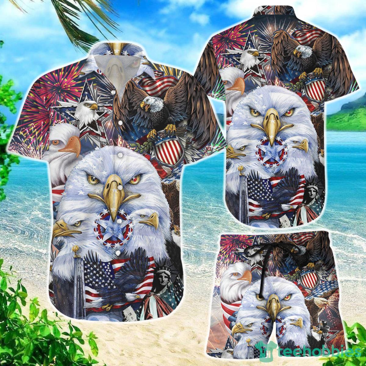 Bald Eagle Hawaiian Shirt American Eagle USA Flag Unique Eagle Gifts Product Photo 1
