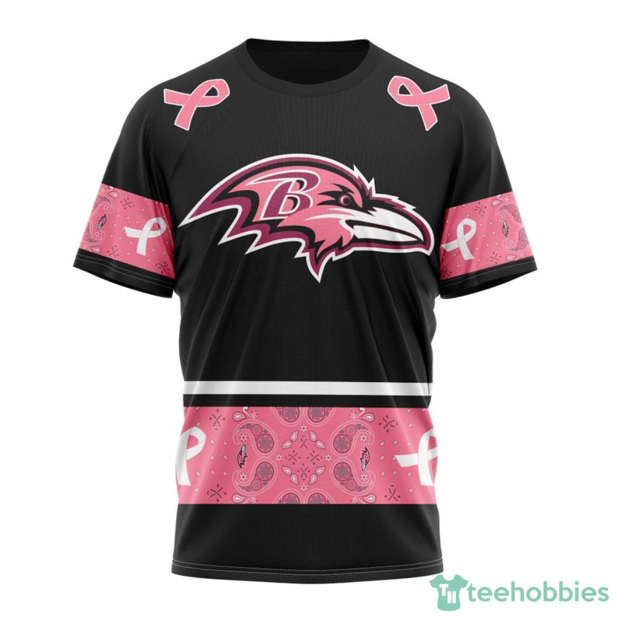 Baltimore Ravens Breast Cancer 3D Shirt Custom Name Product Photo 1