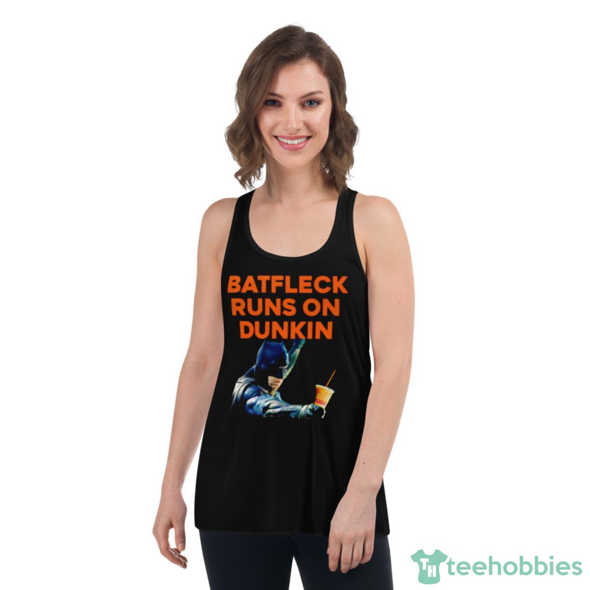 Batfleck Runs On Dunkin Batman Shirt - Womens Flowy Racerback Tank
