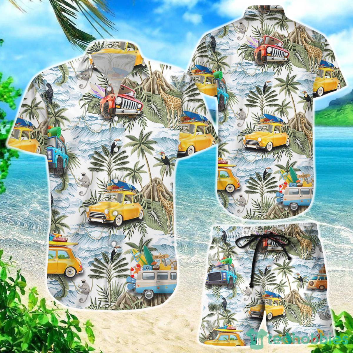 Beach Hawaiian Shirt Tropical Vintage Botanical Island Palm Tree Car Beach Hawaii Gifts Product Photo 1