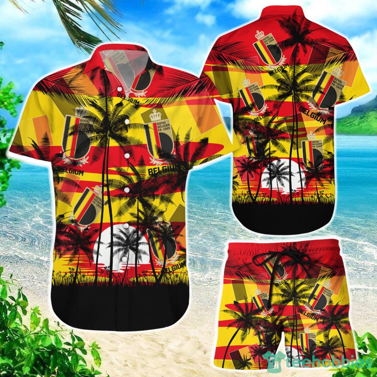 Belgium Coconut Pattern Hawaiian Soccer Champions Football Gift Fans World Cup 3D Hawaiian Shirt Product Photo 1