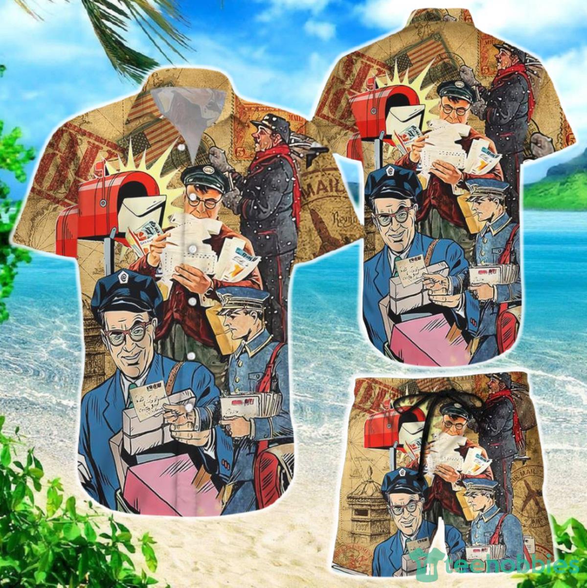 Blue Leaves Hawaiian Shirt Postal Worker Man Trust Me Im A Postal Worker Funny Mailman Gifts Product Photo 1