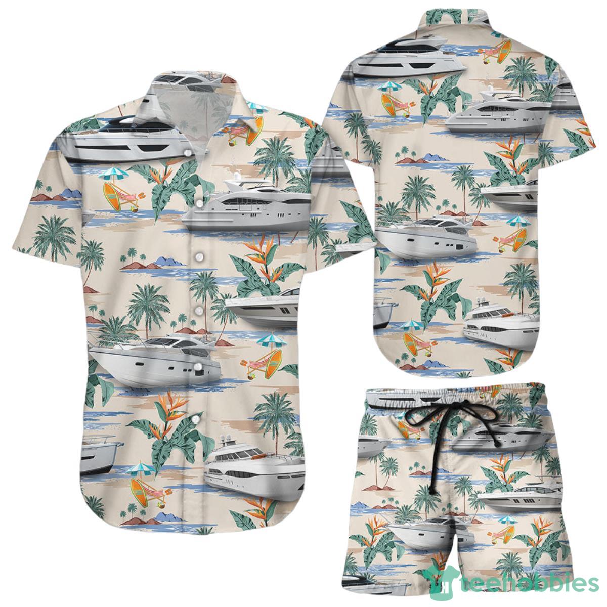 Boat Hawaiian Shirt Tropical Sailing Boat On The Beach Hawaii Themed Gifts Product Photo 1