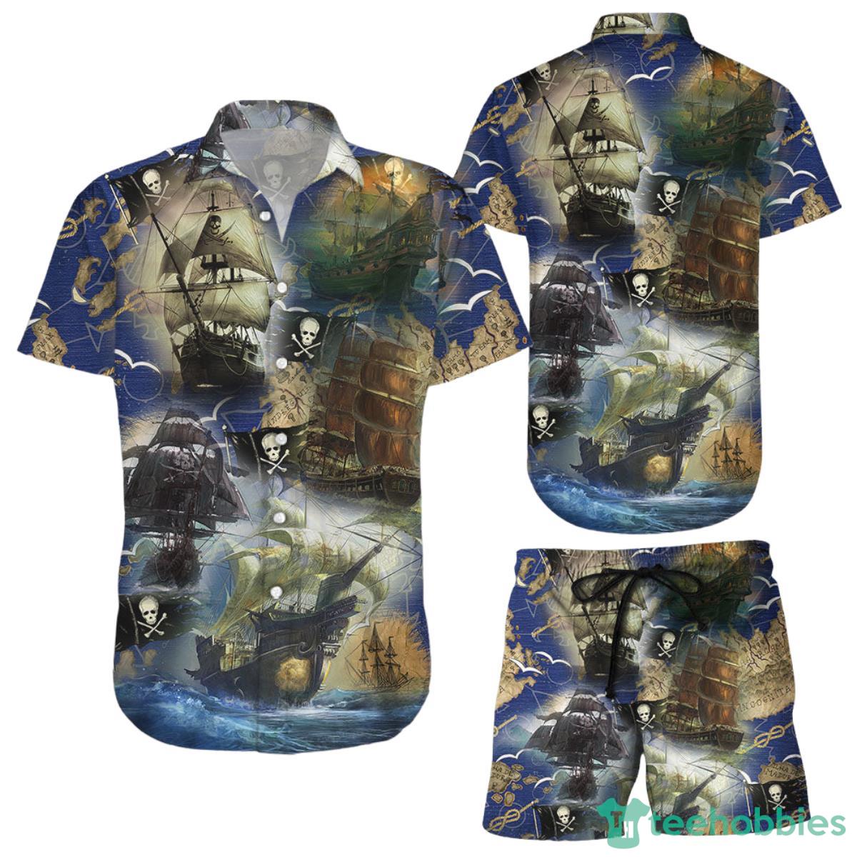 Boat Shirt Pirate Boat Flag Map Hawaiian Shirt Pirate Themed Gifts For Adults Product Photo 1