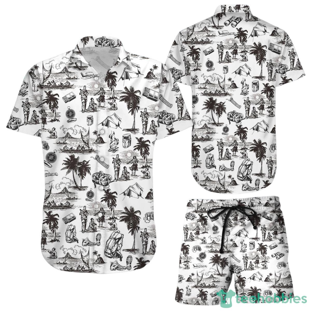 Camping Hawaiian Shirt Camping Picnic Art Print Button Down Shirts Summer Holiday Presents Product Photo 1