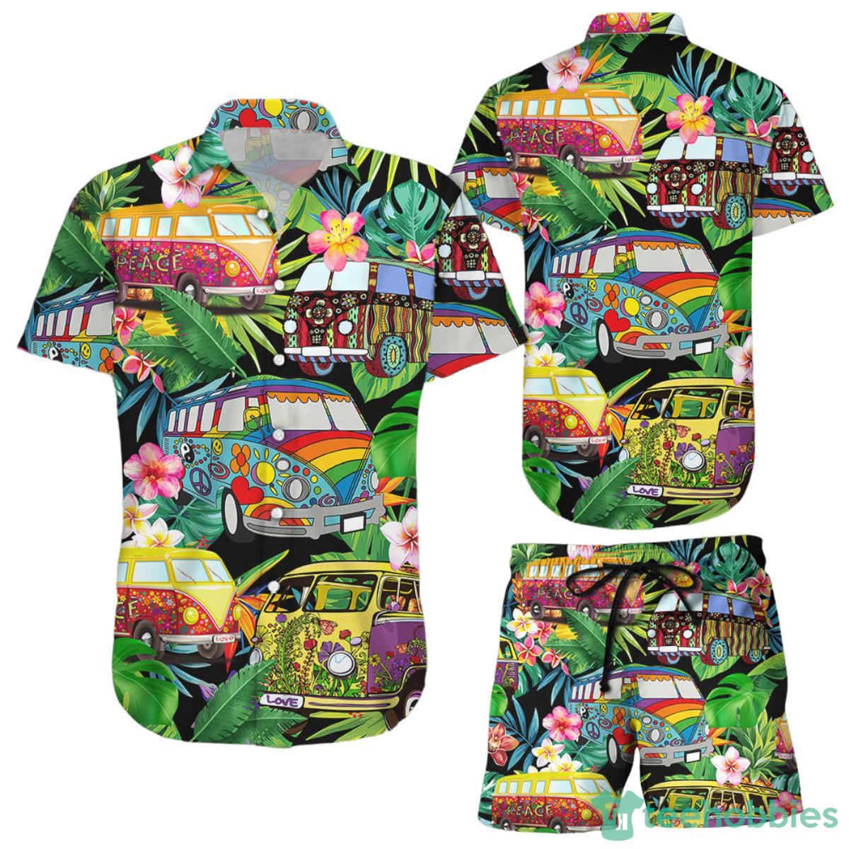 Car Hawaiian Shirt Colorful Hippie Car Tropical Button Down Shirts Presents For Summer Holidays Product Photo 1