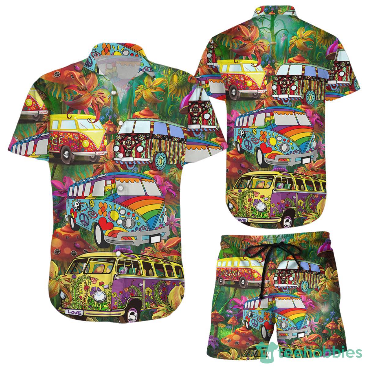 Car Hawaiian Shirt Hippie Car On The Way Mushrooms Hippie Gift For Beach Trip Product Photo 1