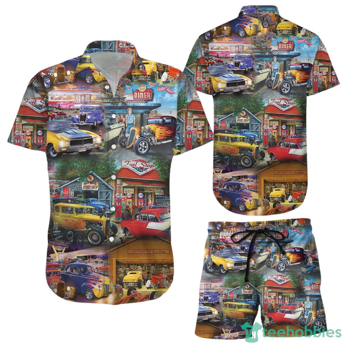 Car Hawaiian Shirt Hot Rod Cars Vintage Button Down Shirts Summer Holiday Presents Product Photo 1