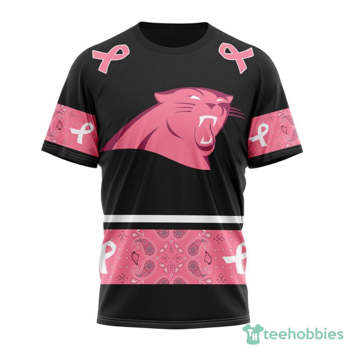 Carolina Panthers Breast Cancer 3D Shirt Custom Name Product Photo 1