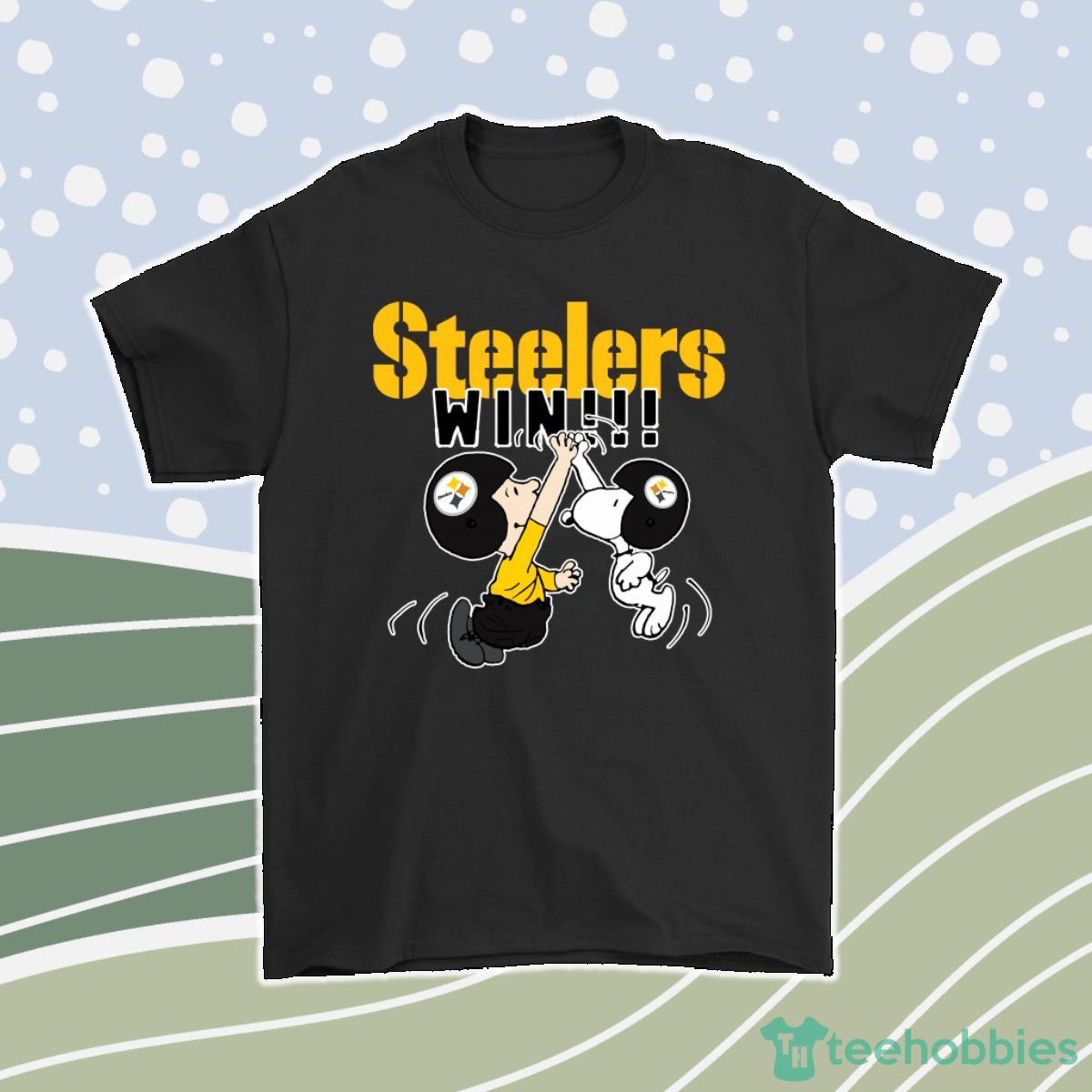Charlie Snoopy High Five Pittsburgh Steelers Win Nfl Men Women T-Shirt, Hoodie, Sweatshirt Product Photo 1