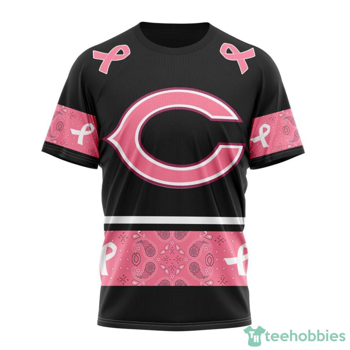Chicago Bears Breast Cancer 3D Shirt Custom Name Product Photo 1