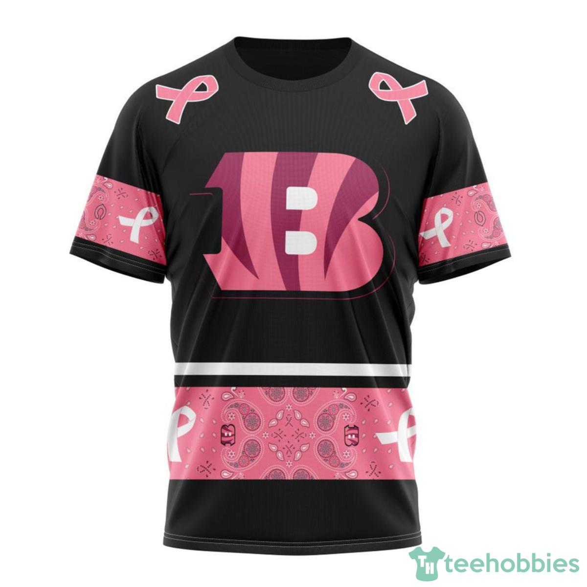 Cincinnati Bengals Breast Cancer 3D Shirt Custom Name Product Photo 1