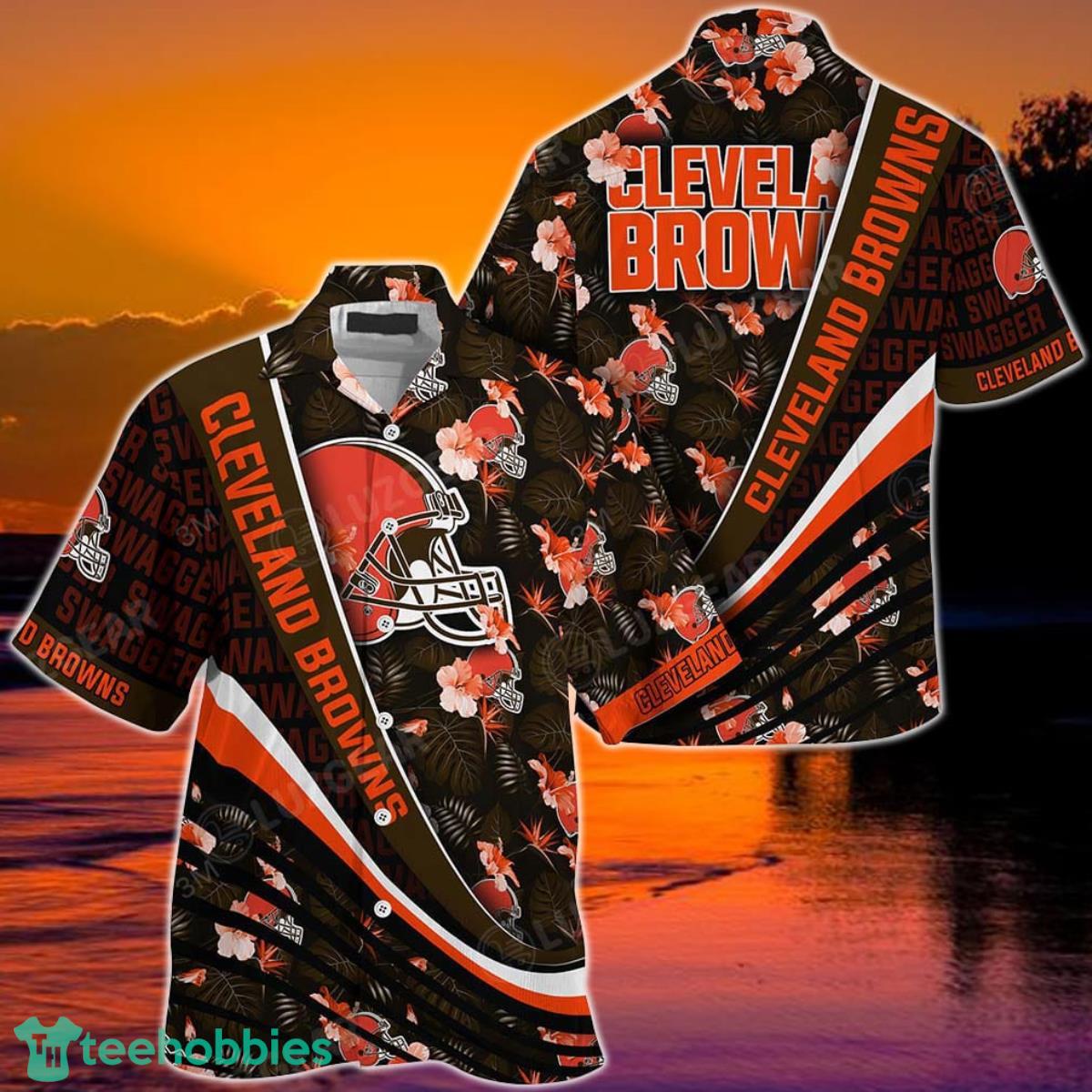 Cleveland Browns NFL Football With Tropical Flower Pattern Hawaiian Shirt For Fans Product Photo 1