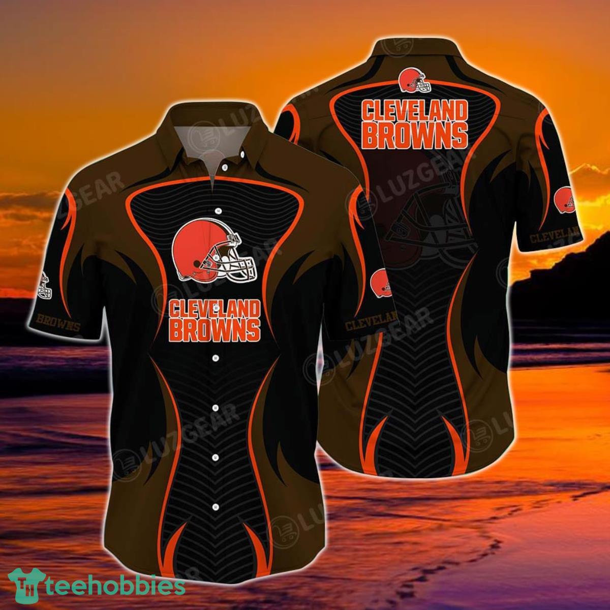Cleveland Browns NFL Hawaii Beach Shirt Summer Short Sleeve Button Down Hawaiian Shirt Product Photo 1
