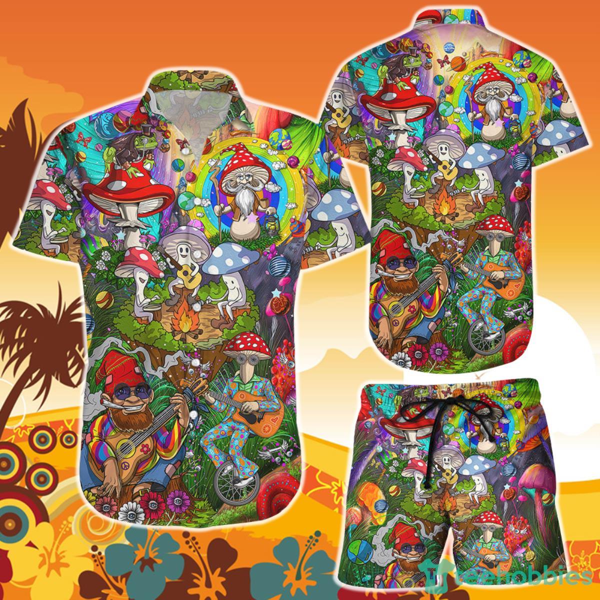 Color Guitar Hippie Mushrooms Aloha Hawaii Shirt and Short Cute Summer Gift Ideas Product Photo 1