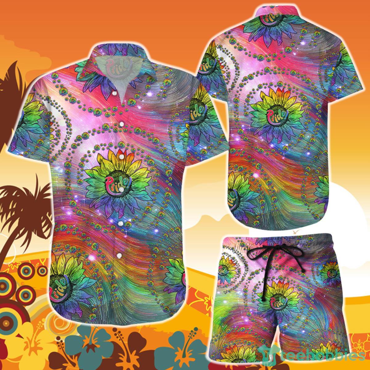 Colorful LGBT Pride Sunflower Hawaii Shirt and Short Best Gifts For Pride Month Product Photo 1