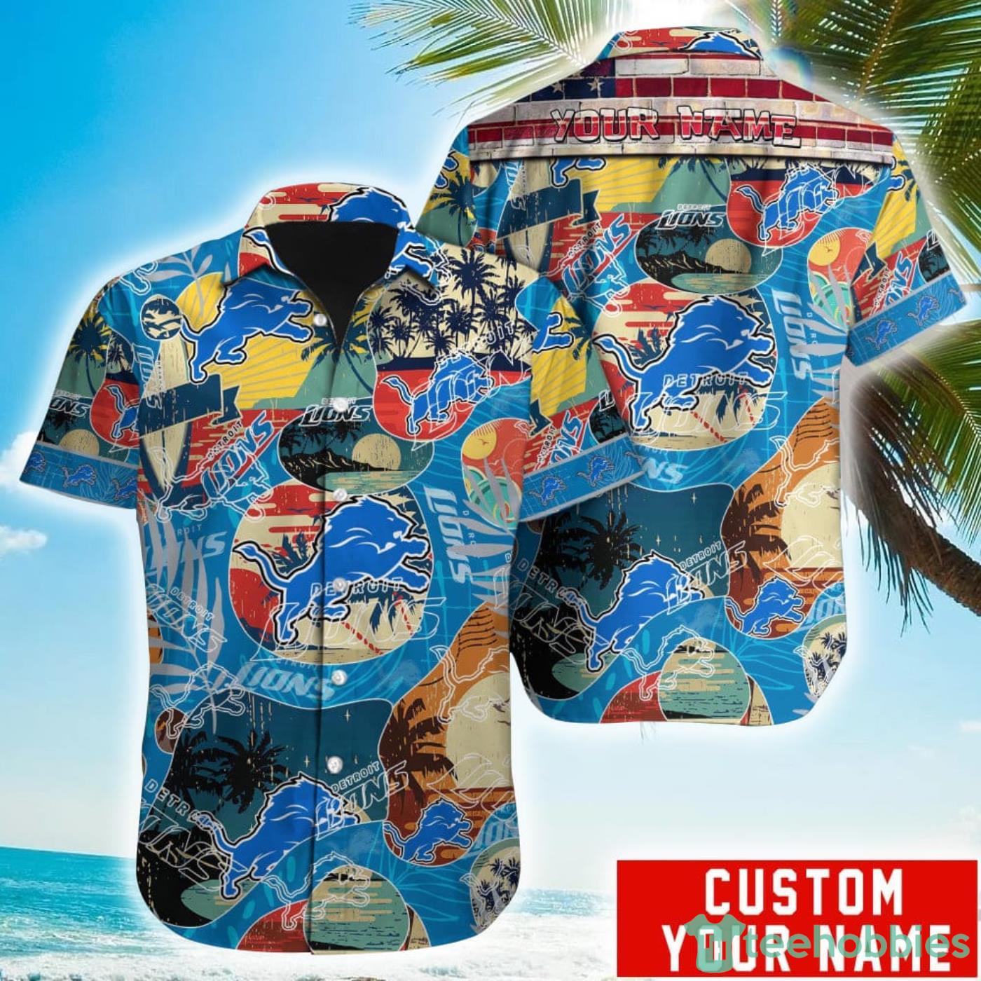 Custom Name Detroit Lions Special Vintage Style Hawaiian Shirt Product Photo 1
