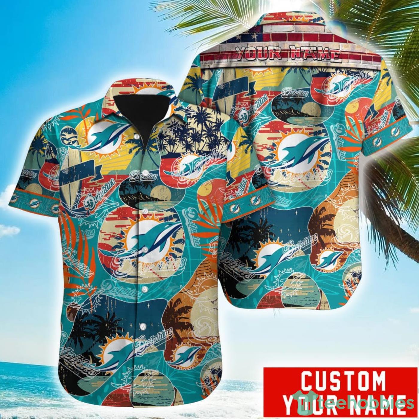 Custom Name Miami Dolphins Special Vintage Style Hawaiian Shirt Product Photo 1