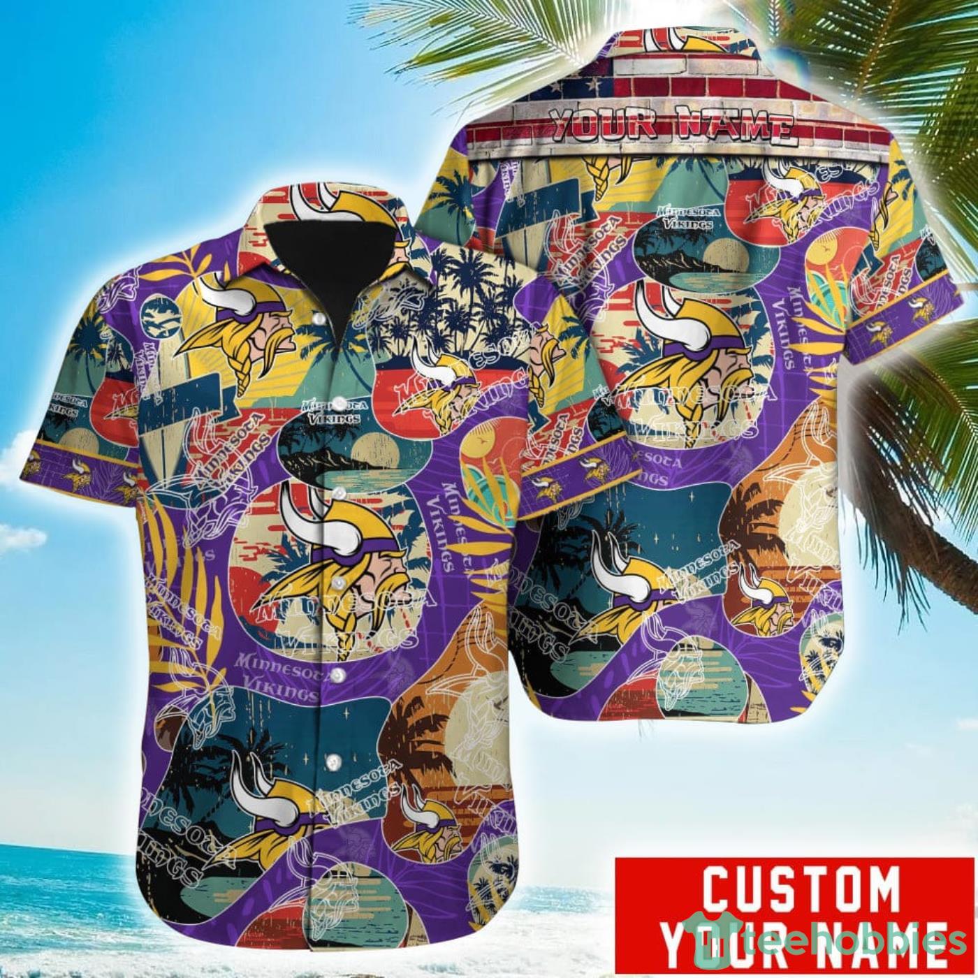 Custom Name Minnesota Vikings Special Vintage Style Hawaiian Shirt Product Photo 1