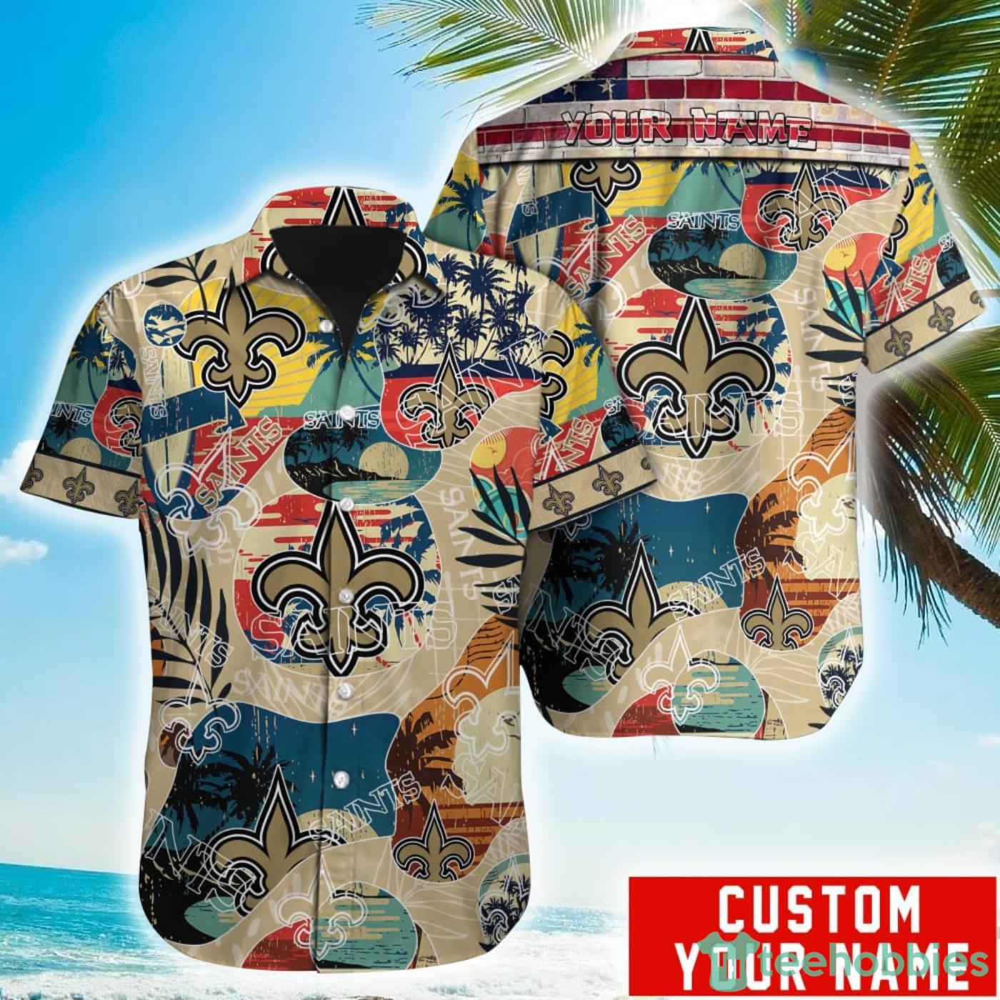 Custom Name New Orleans Saints Special Vintage Style Hawaiian Shirt Product Photo 1