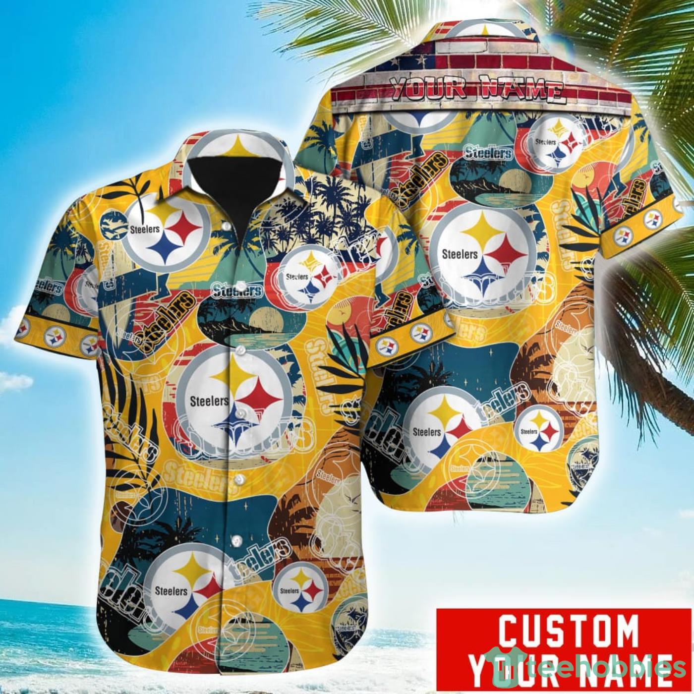 Custom Name Pittsburgh Steelers Special Vintage Style Hawaiian Shirt Product Photo 1