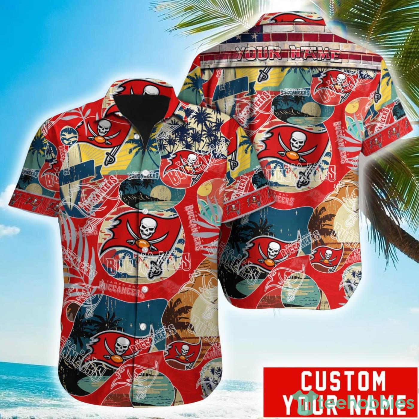 Custom Name Tampa Bay Buccaneers Special Vintage Style Hawaiian Shirt Product Photo 1