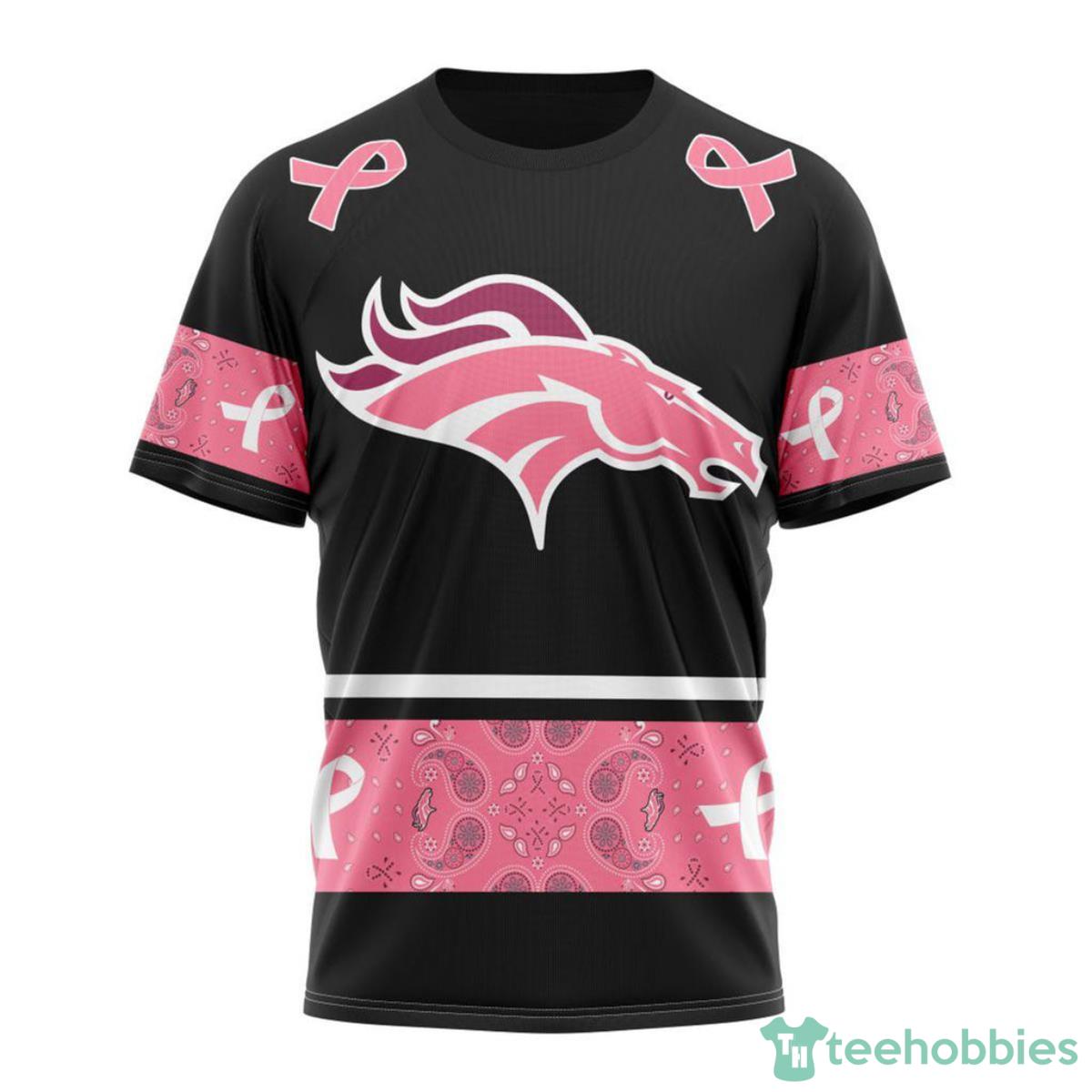 Denver Broncos Breast Cancer 3D Shirt Custom Name Product Photo 1