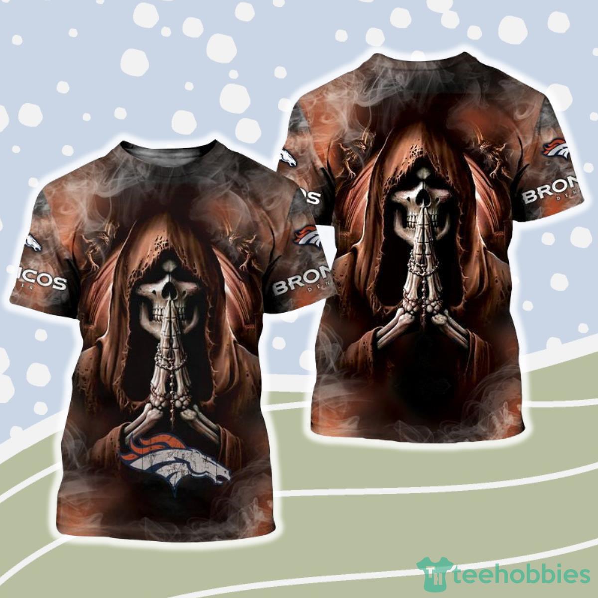 Denver Broncos NFL 3D Shirt Background Skull Smoke Product Photo 1