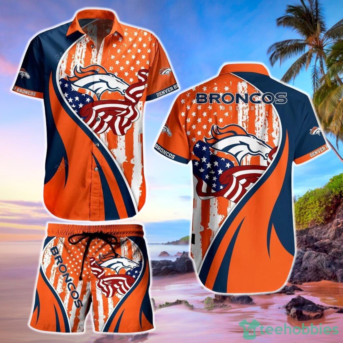 Denver Broncos NFL Hawaiian Shirt Vintage US Flag Graphic Summer Gift For Men Women Fan NFL Product Photo 1