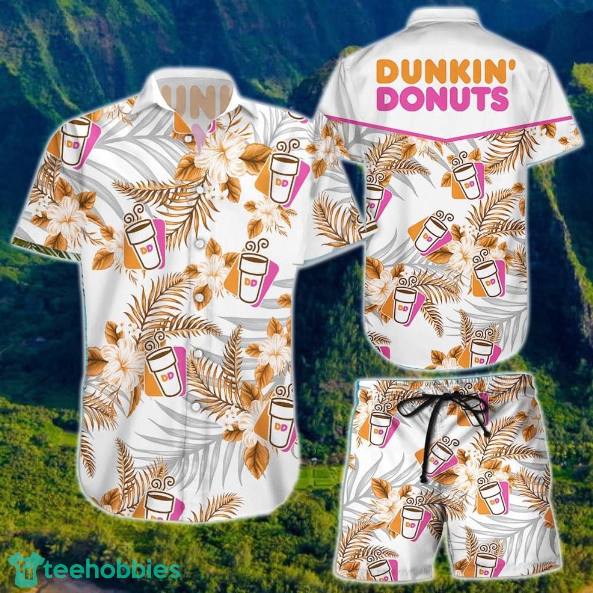 Dunkin' donuts Tropical Flower Aloha Hawaiian Shirts Product Photo 1
